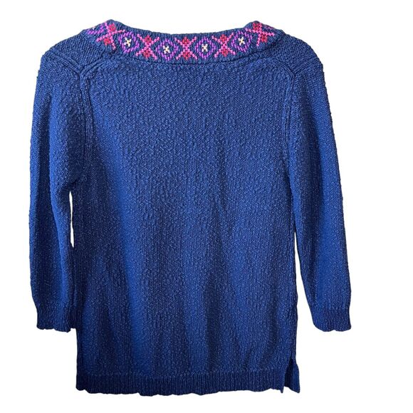 Tommy Bahama Eden Bay Tunic Knit Sweater Womens Sz. Small Navy Beach Embroidered - Picture 2 of 11